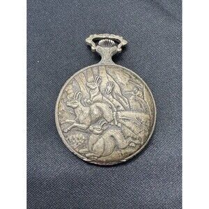 Vintage Swiss Made Pocket Watch Vintage Sculpted Hunter Deer Metal Lord Nelson